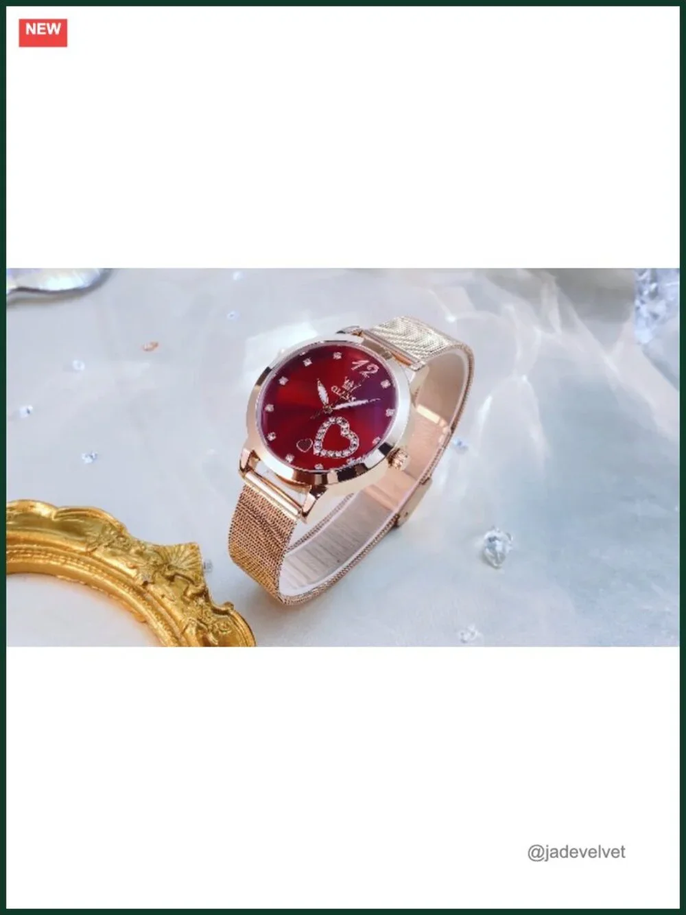 Elegant Rose Gold Quartz Wrist Watch, Mesh Bracelet, Small Dial, Waterproof